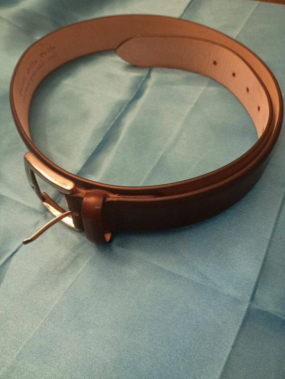 Men's Brown Leather Belt with Gold Buckle